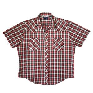 VIP Mens XL‎ Western Plaid Short Sleeve Shirt Pearl Snap Button Cowboy Rodeo